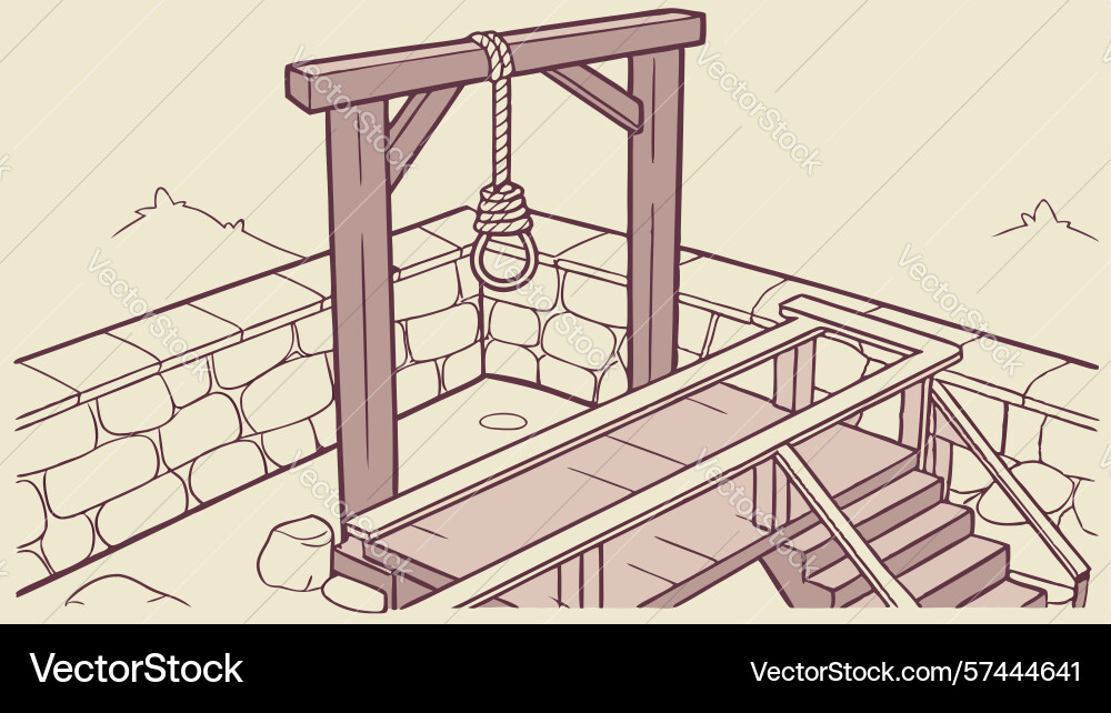Old gallows over a dark pit design generative ai Vector Image