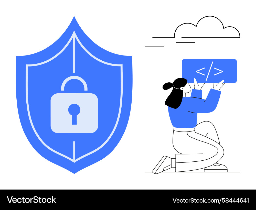Secure Coding & Cybersecurity Vector Image