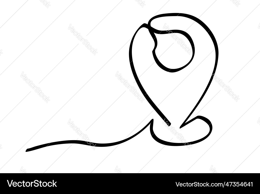 Simple sketch map pointer single one line art Vector Image