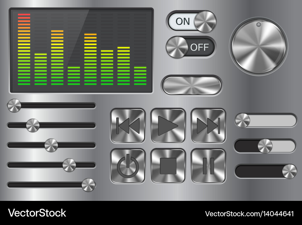 Sound equalizer with slider and media player vector image