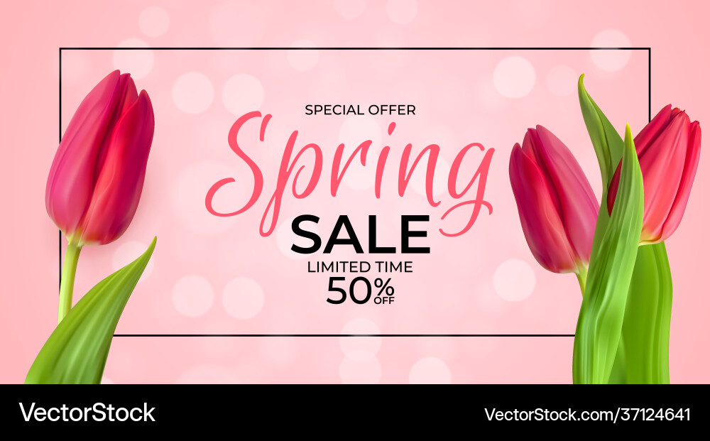 Spring sale template background with realistic Spring sale template background with realistic vector image
