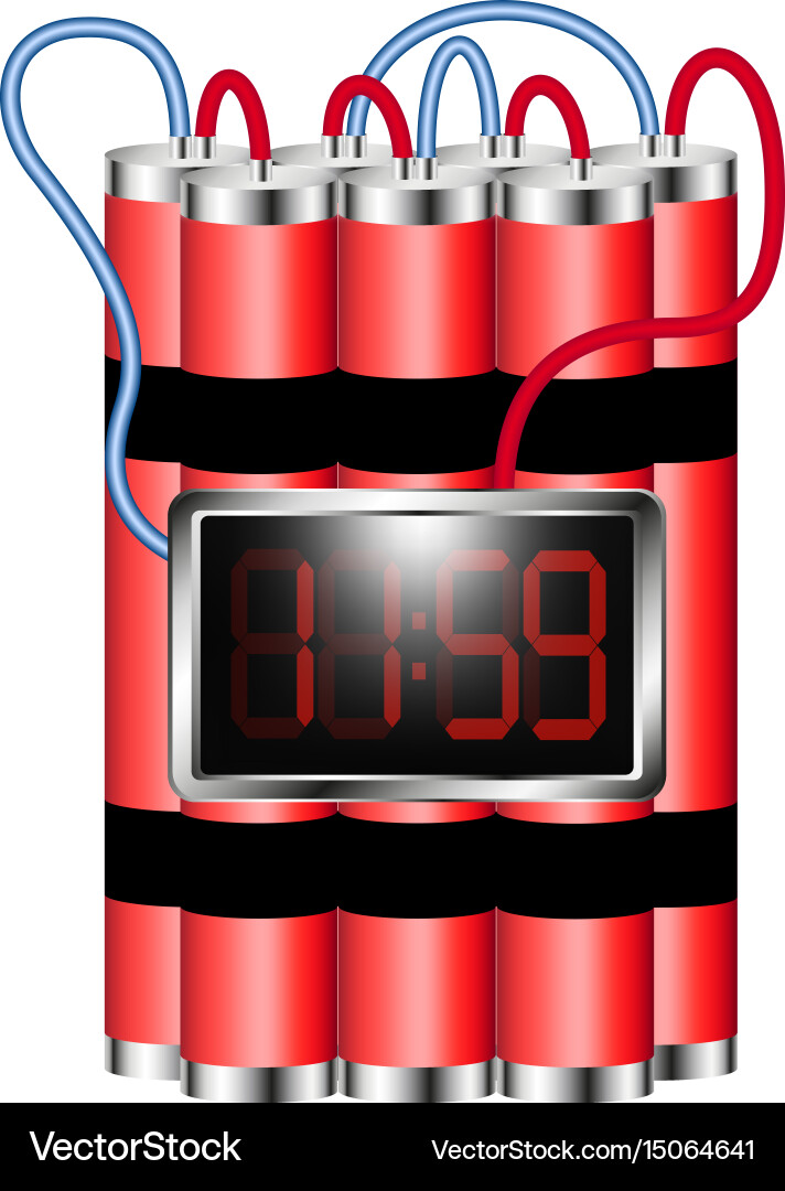 Time bomb connected to clock explodes vector image