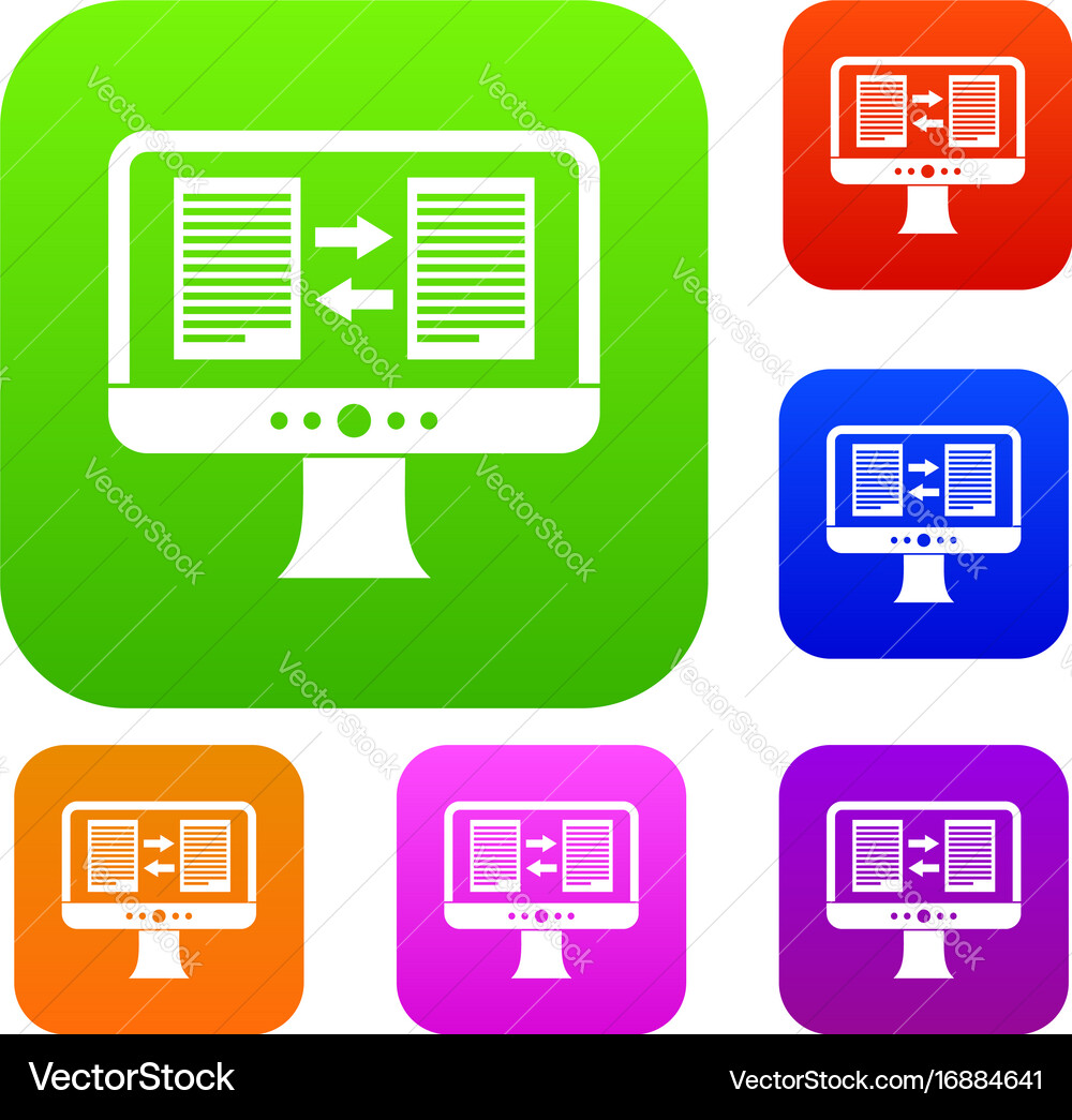 Translator app on the screen of computer set Vector Image