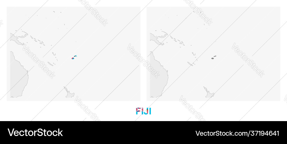 Two versions map fiji with flag Two versions map fiji with flag Vector Image