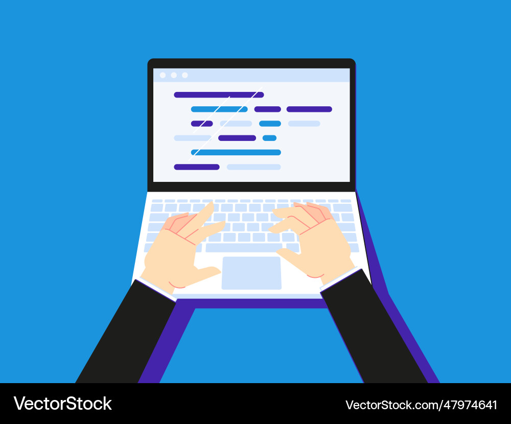 Typing code on laptop businessman using notebook Vector Image