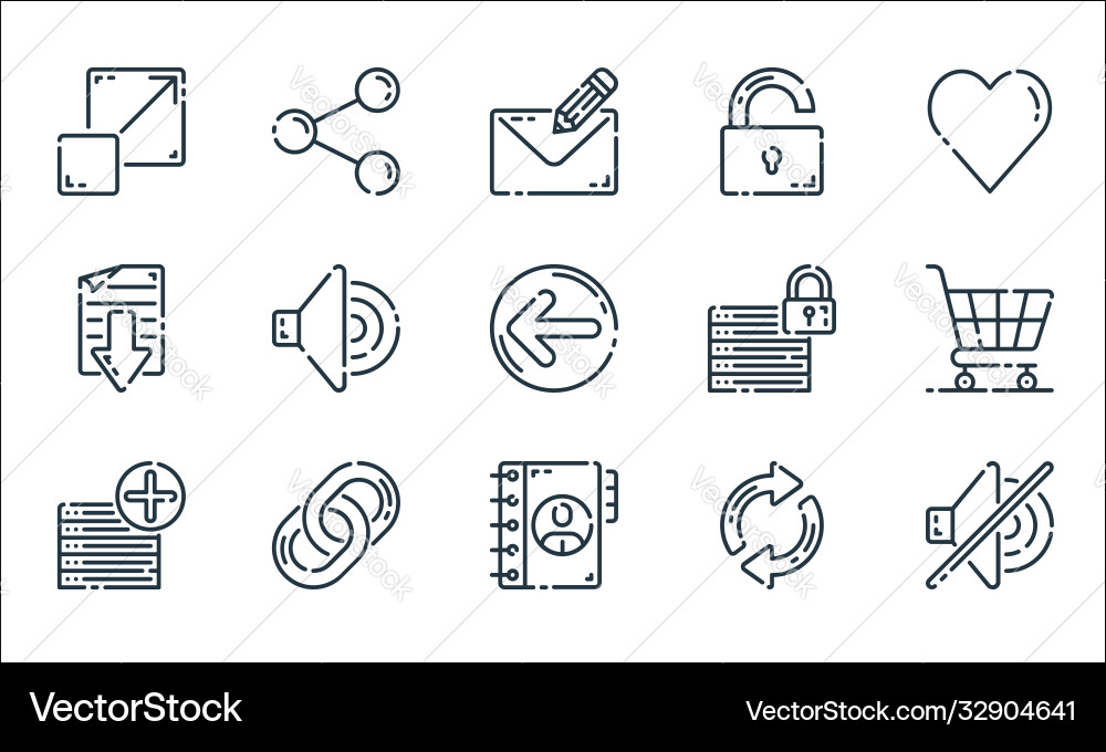 User interface line icons linear set quality User interface line icons linear set quality vector image