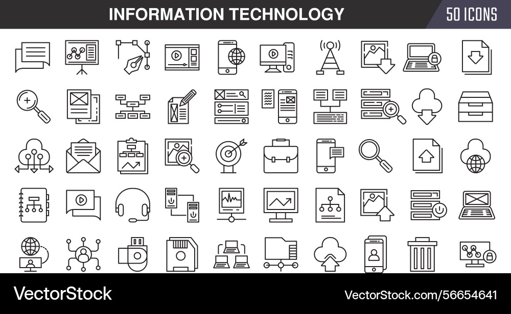 Web development thin outline icons set vector image
