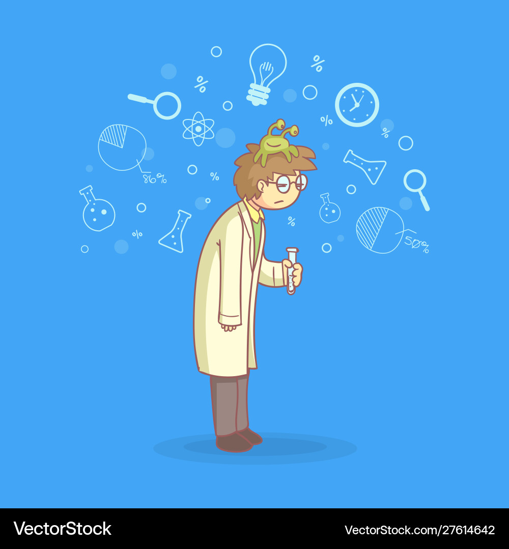 Apathetic male scientist character with lazy Apathetic male scientist character with lazy Vector Image