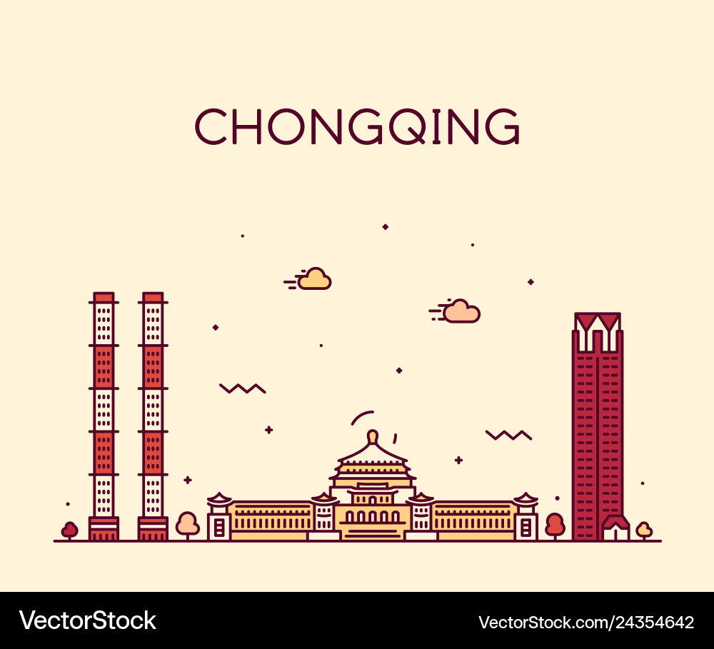 Chongqing skyline southwest china line city Chongqing skyline southwest china line city vector image