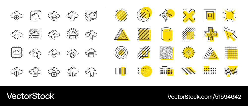 Cloud data and technology line icons set Cloud data and technology line icons set vector image