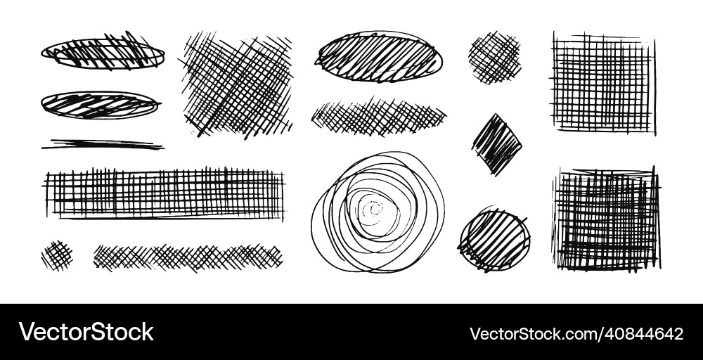 Collection of hatched lines different scribble Collection of hatched lines different scribble vector image