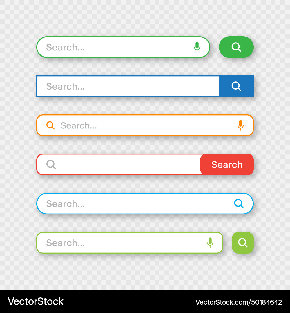 Colorful search bar templates internet browser vector image