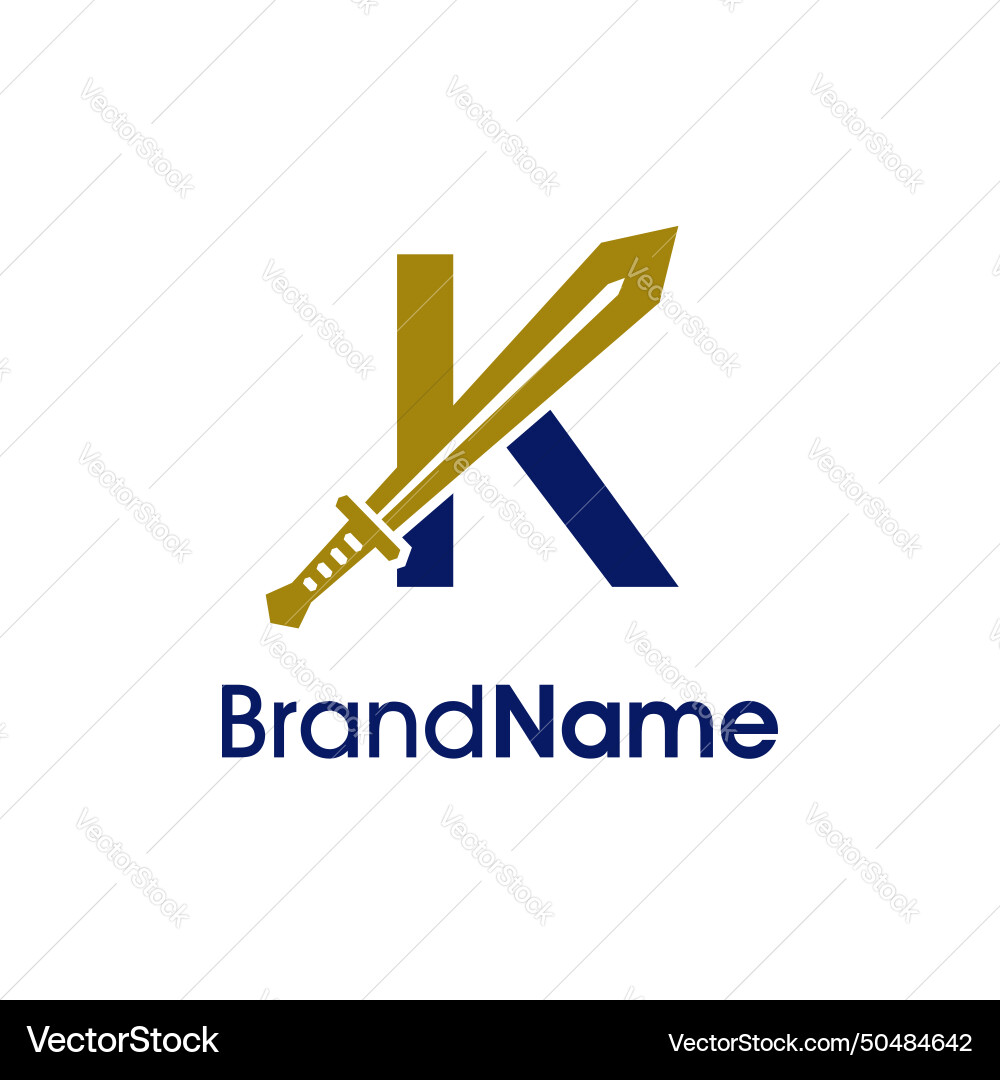 Elegant initial k sword logo Elegant initial k sword logo vector image