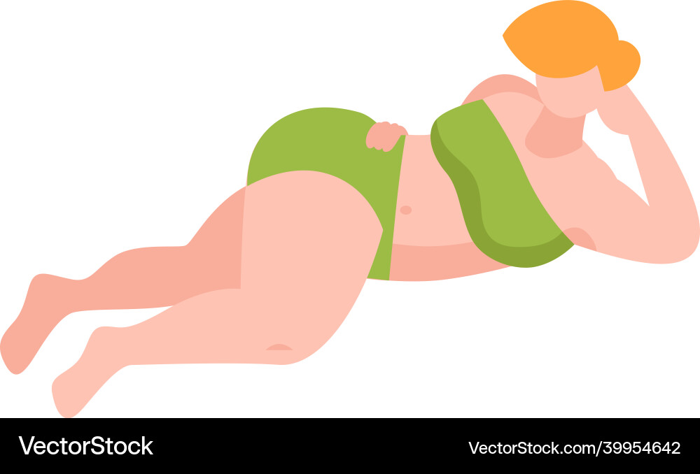 Fat woman sunbathing composition Fat woman sunbathing composition vector image