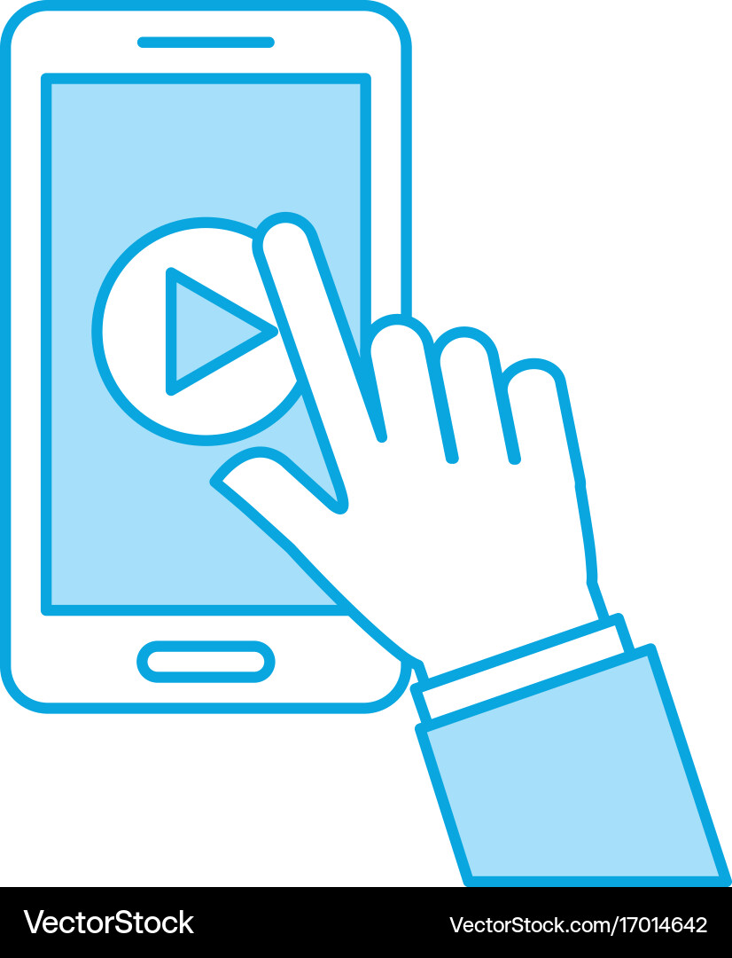 Hand user smartphone with media player isolated vector image