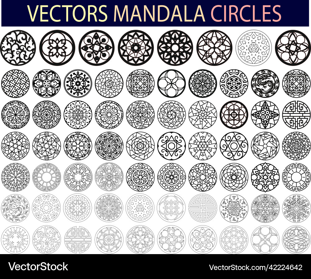 Mandala circle patterns graphic design elements vector image