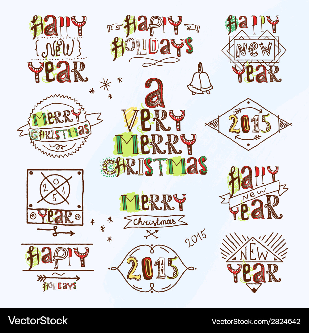 Merry christmas type label Vector Image