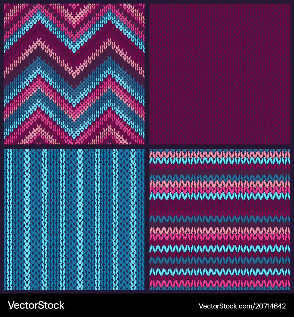 Seamless knitted pattern set of color backgrounds Seamless knitted pattern set of color backgrounds vector image