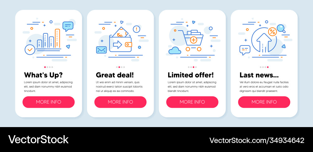 Set finance icons such as wallet graph chart Vector Image