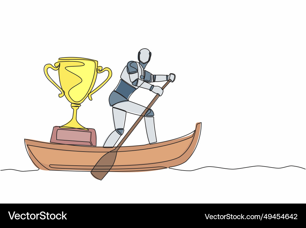 Single continuous line drawing smart robot Single continuous line drawing smart robot vector image