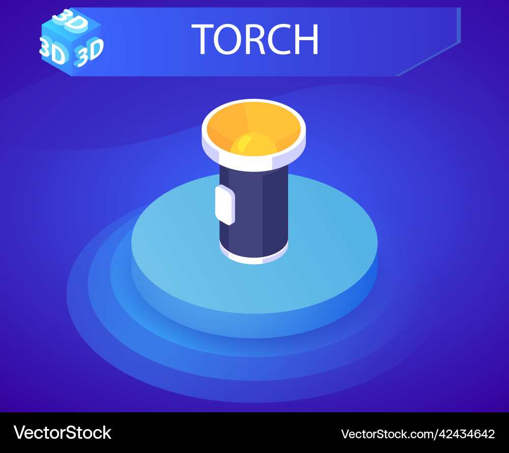 Torch isometric design icon web 3d colorful vector image