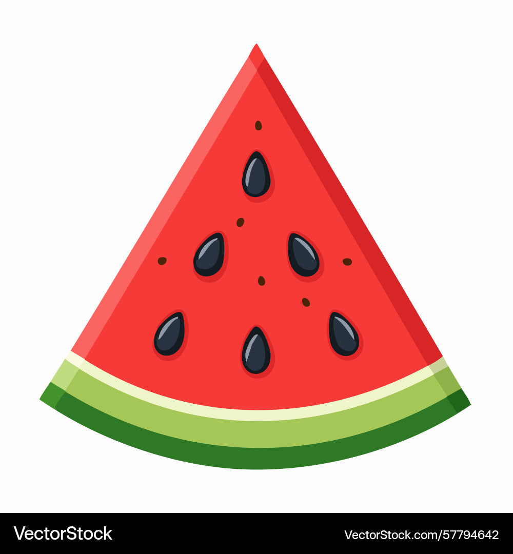 Triangular slice of watermelon with seeds Triangular slice of watermelon with seeds Vector Image