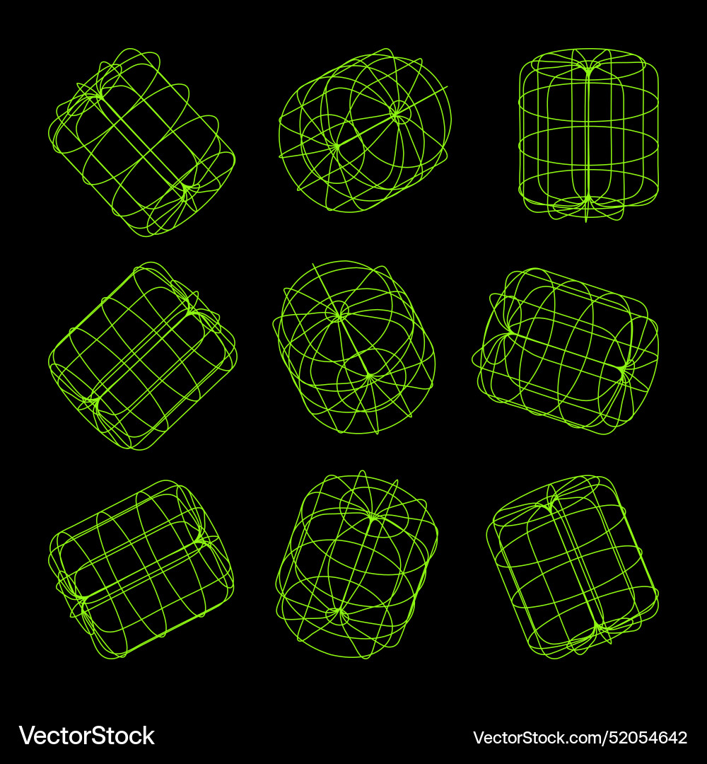 Wireframe lined shapes perspective mesh 3d grid Wireframe lined shapes perspective mesh 3d grid vector image