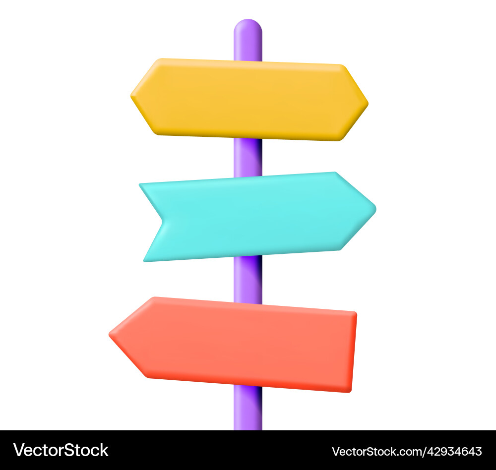 3d empty signpost with directions isolated vector image