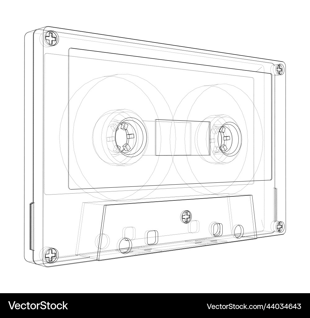 Cassette tape rendering of 3d vector image