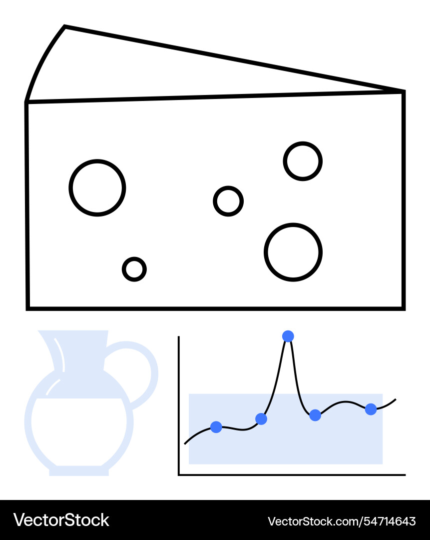 Cheese and data visualization with graph milk Vector Image