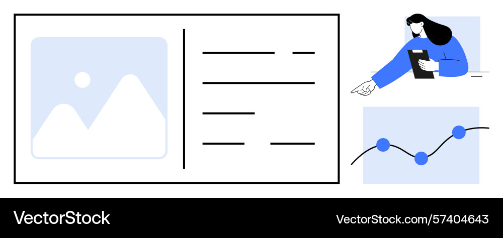 Digital content analysis with chart visualization vector image