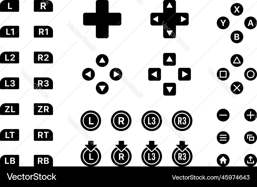 Game Controller Button Collection vector image