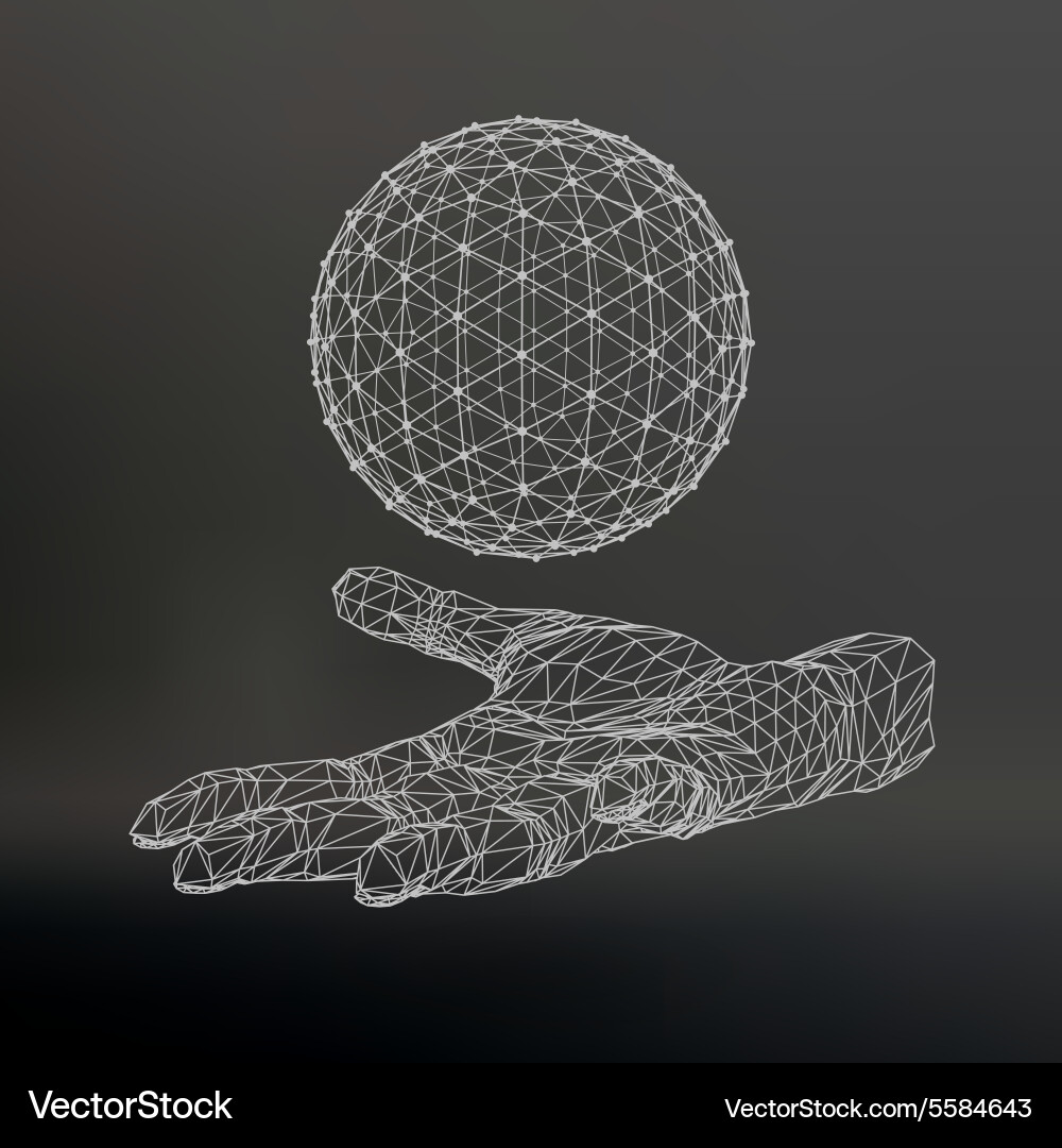 Geometric Hand Holding Sphere Vector Image
