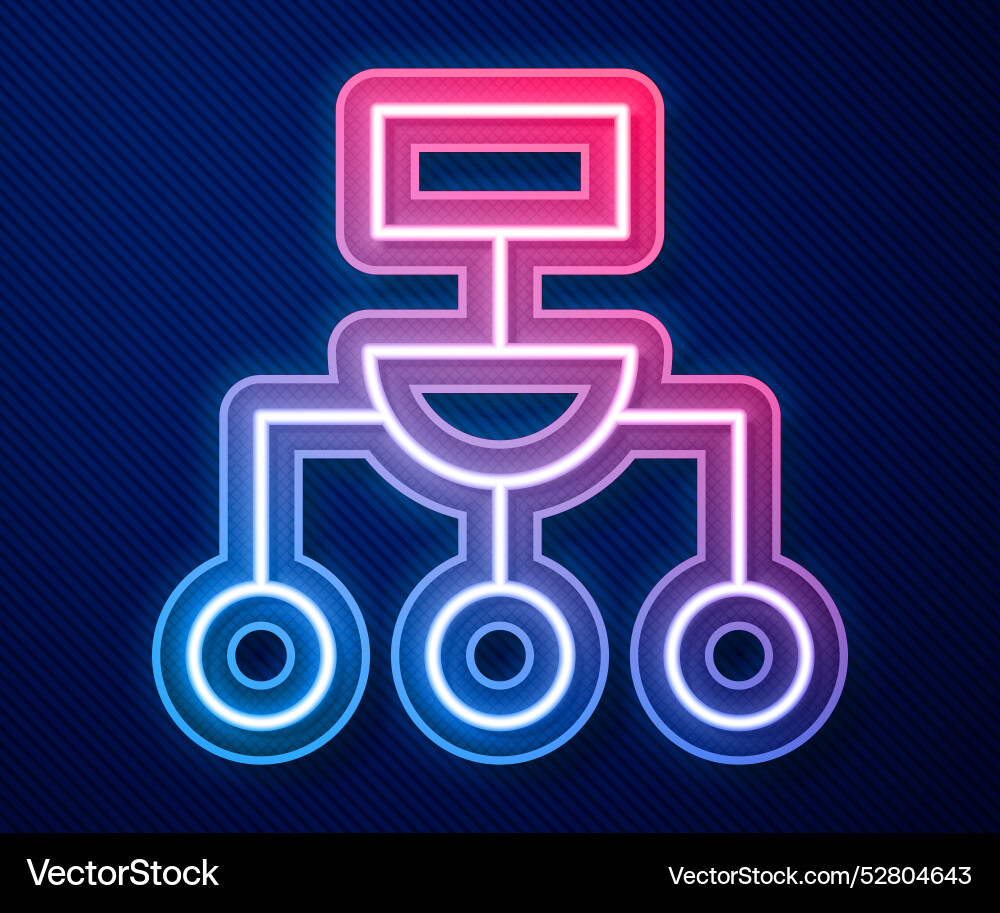 Glowing neon line algorithm icon isolated on blue Glowing neon line algorithm icon isolated on blue vector image