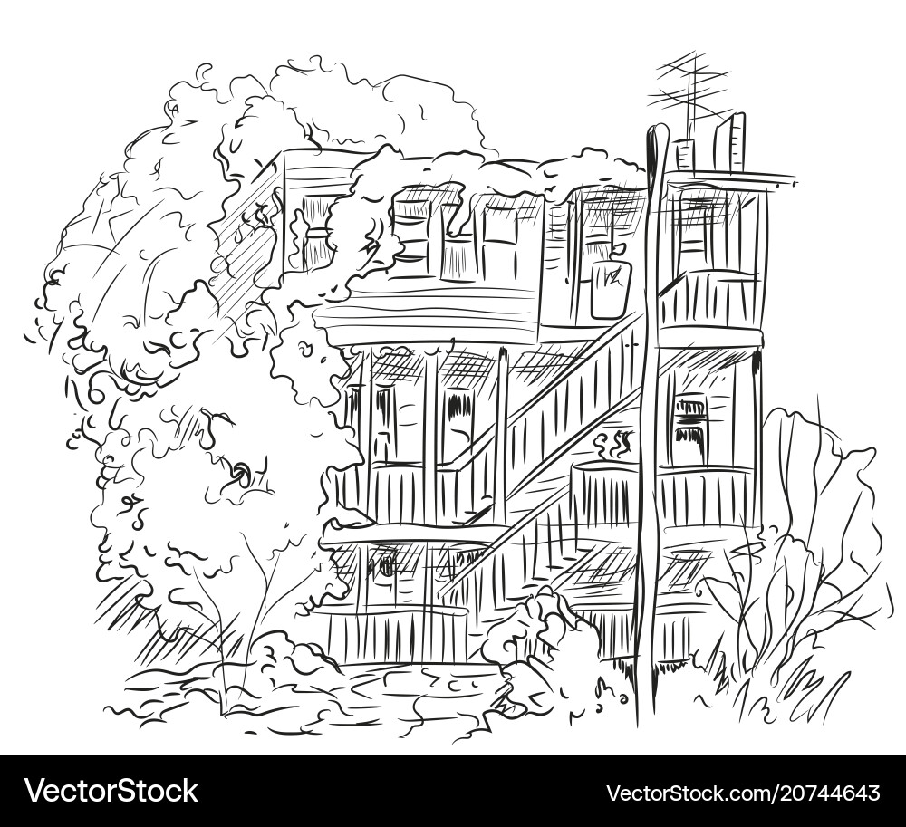 House with trees lines Vector Image