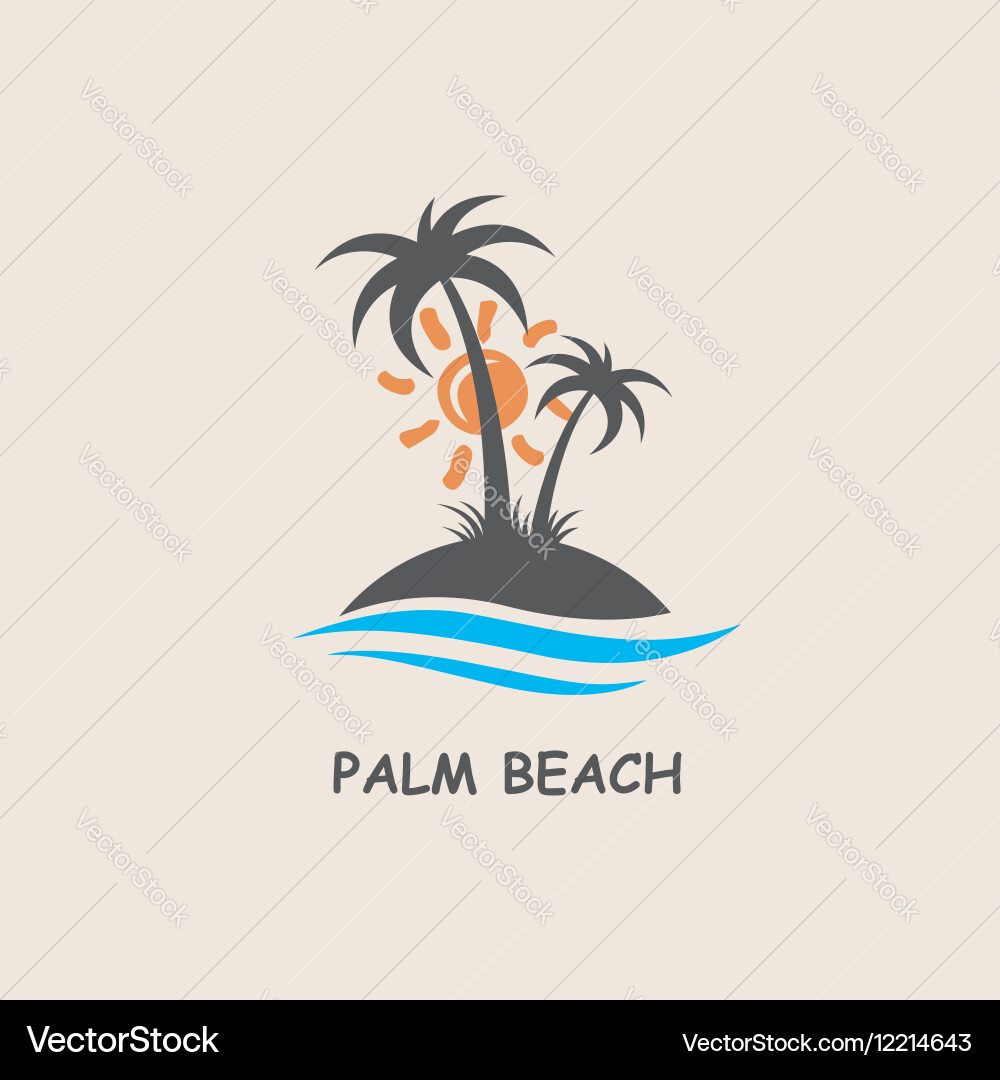 Label with palm tree Vector Image