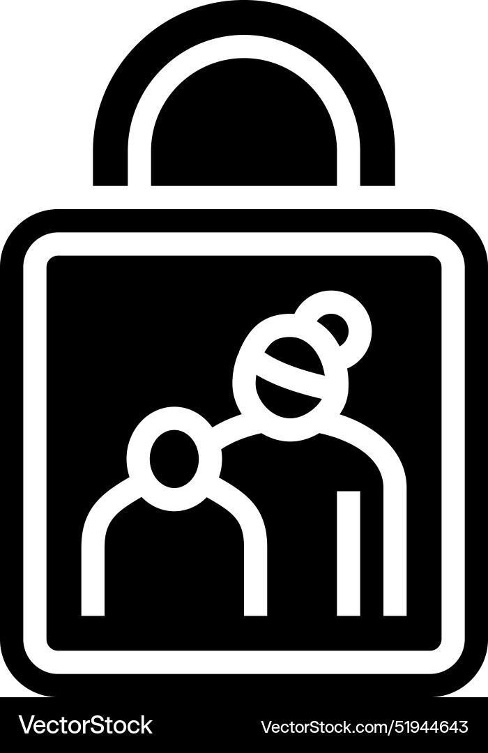 Parental control product label caution glyph icon Parental control product label caution glyph icon vector image