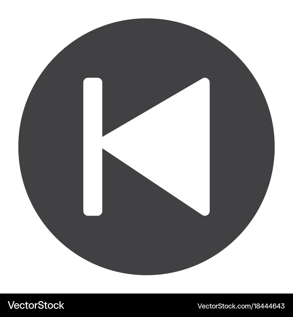 Previous button glyph icon web and mobile audio vector image