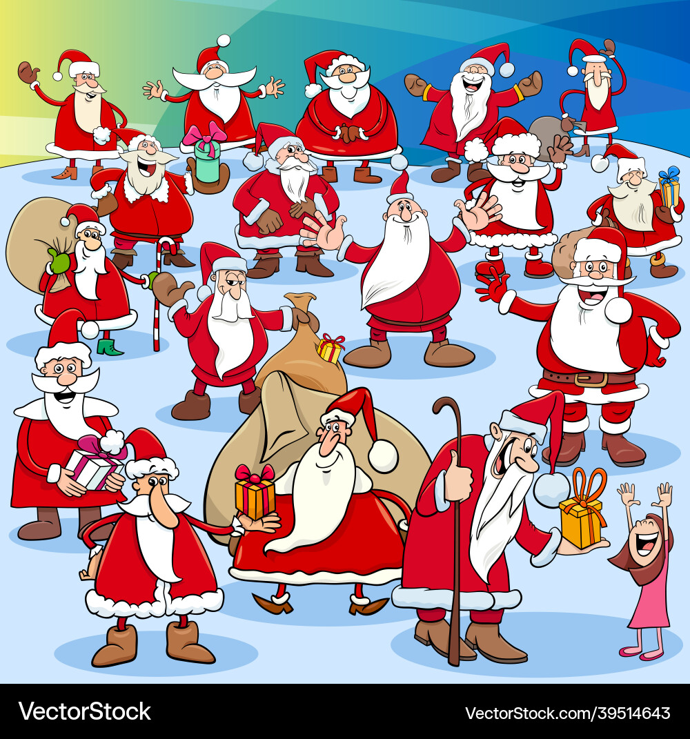 Santa claus Cartoon Charaktere Gruppe auf Weihnachten Santa claus Cartoon Charaktere Gruppe auf Weihnachten vektorbild