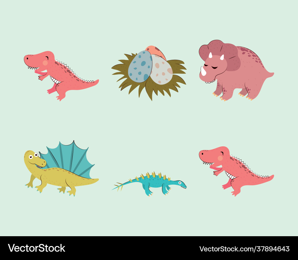 Set cute dinosaur Royalty Free Vector Image - VectorStock