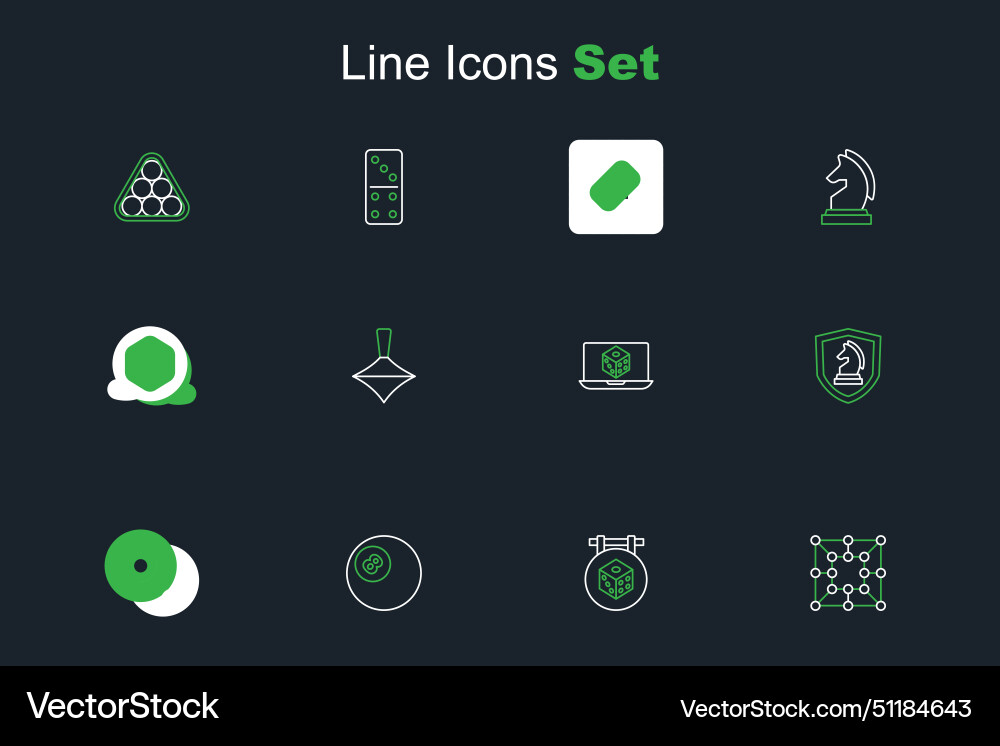 Set line board game dice billiard pool Vector Image
