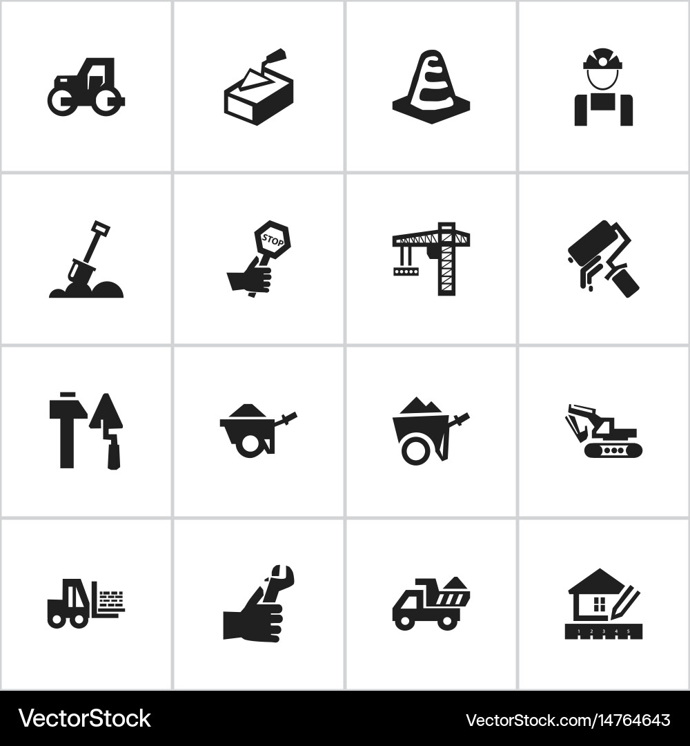 Set of 16 editable building icons includes vector image