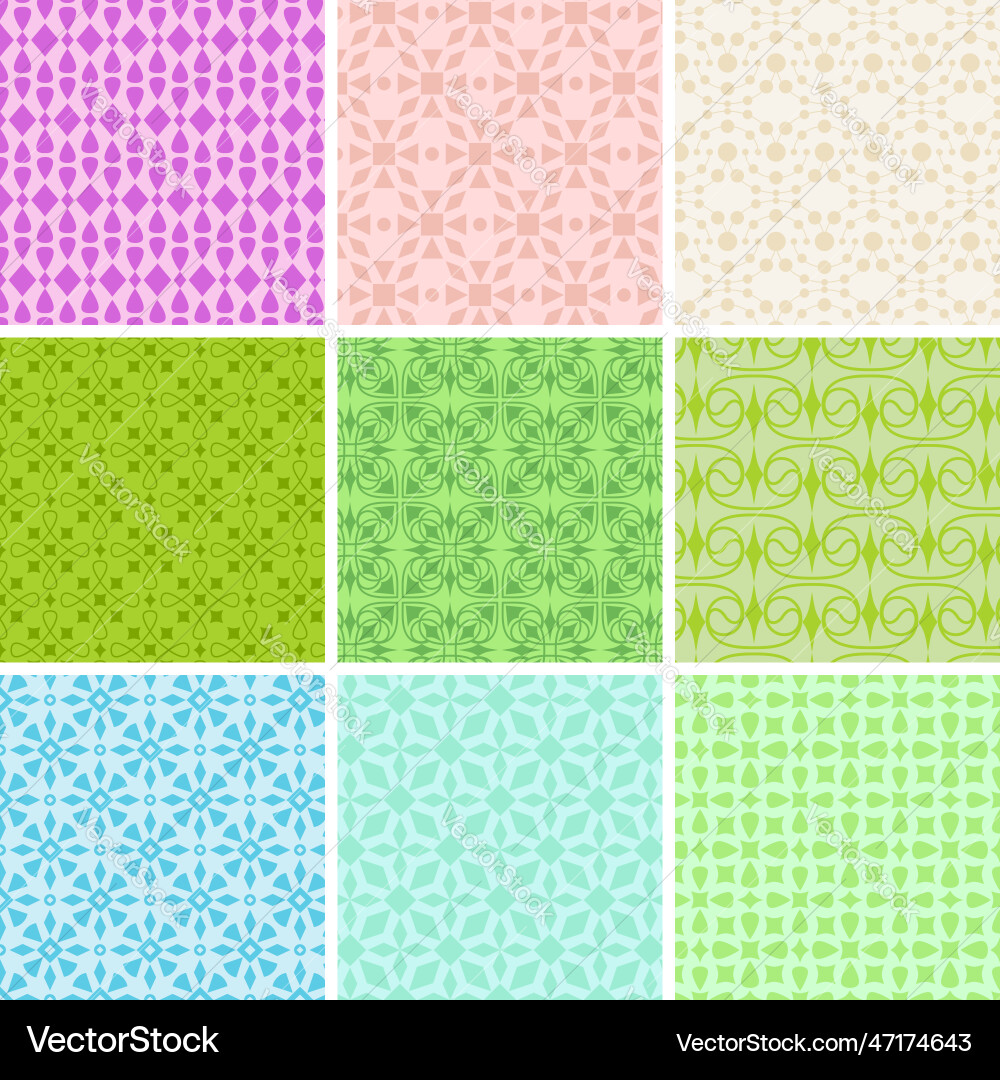 Set of seamless repeating abstract backgrounds vector image