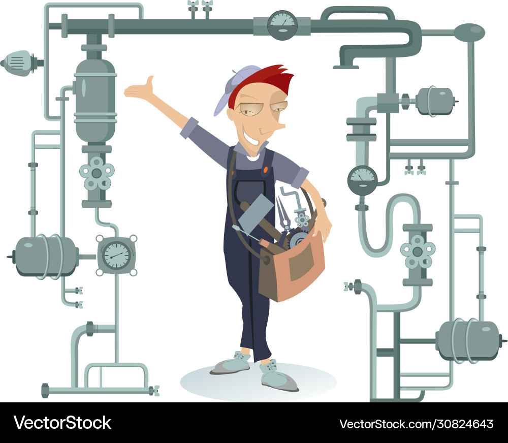 Smiling worker with a tool bag Smiling worker with a tool bag vector image