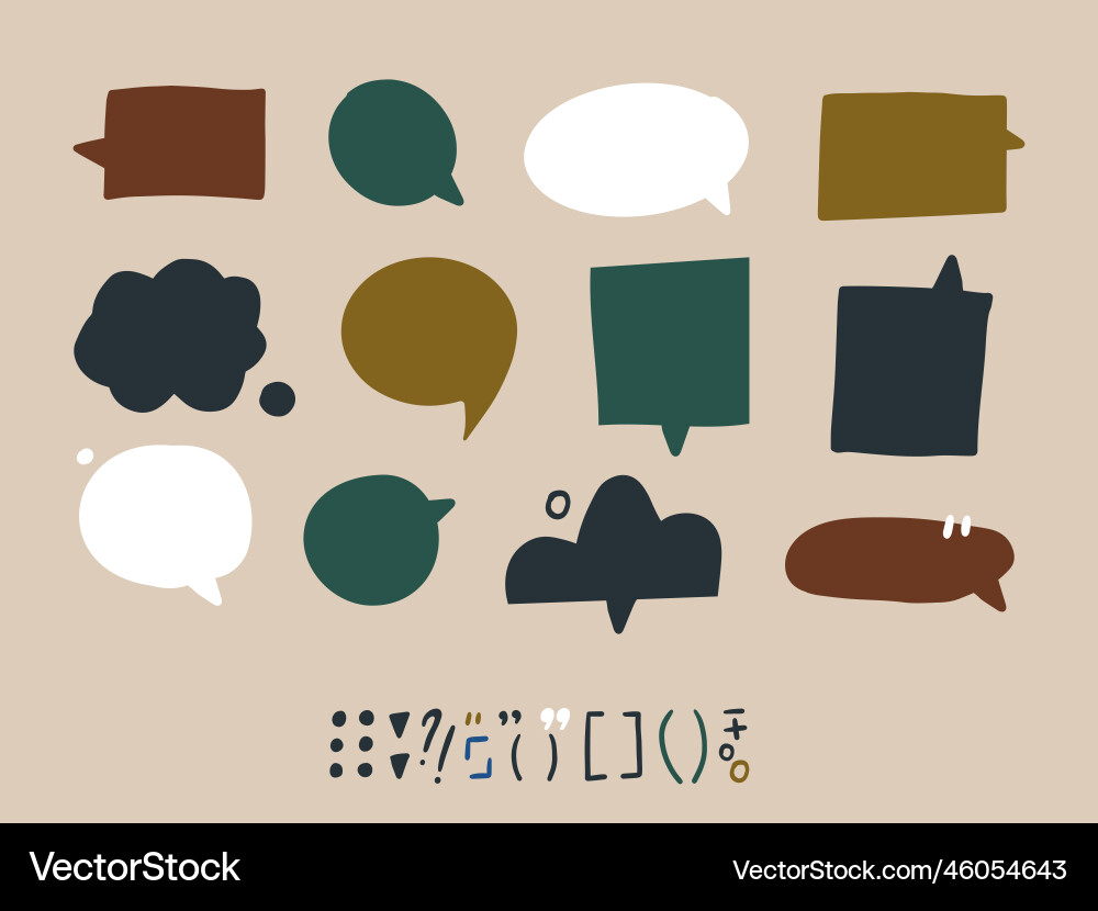 Various speech bubbles with design elements hand Vector Image