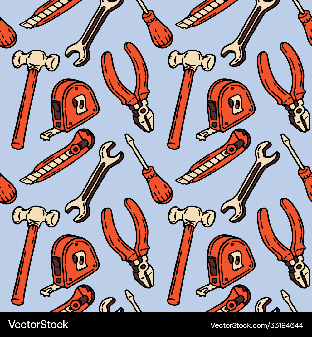 Builder and worker color seamless pattern Vector Image