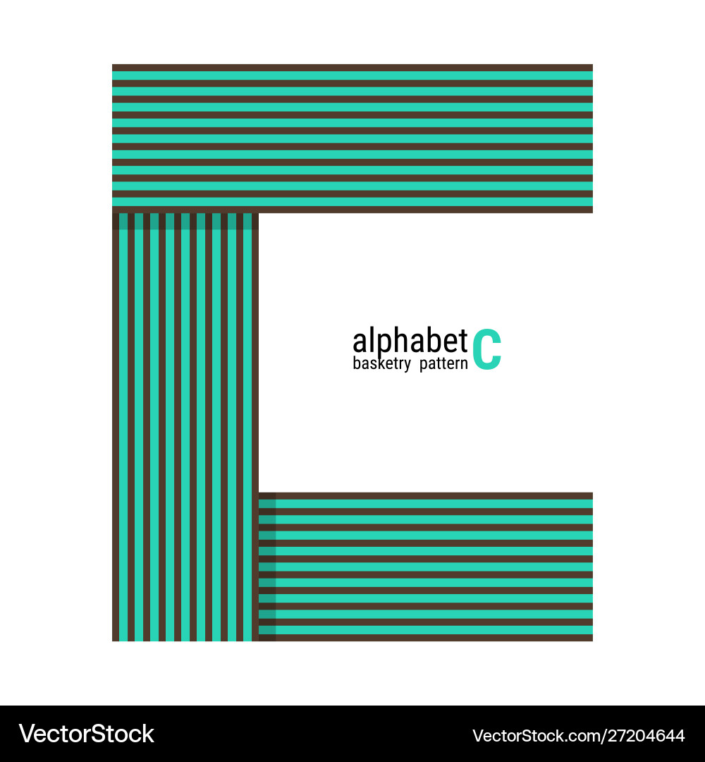 C - unique alphabet design with basketry pattern Vector Image