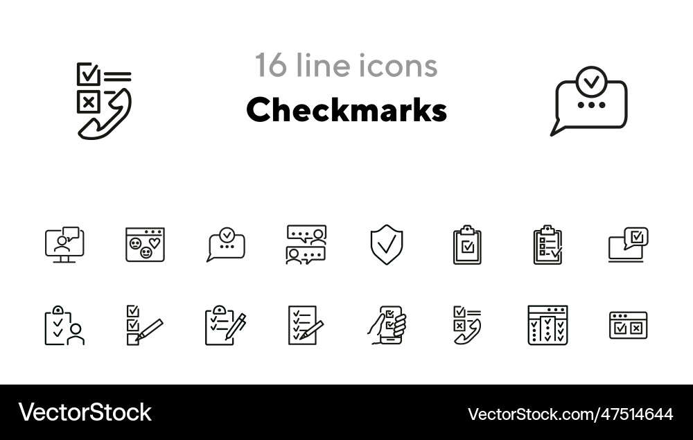 Checkmarks line icon set Checkmarks line icon set vector image