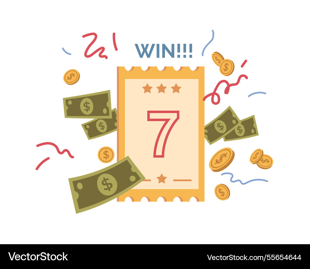 Gambling game lottery ticket of winner Gambling game lottery ticket of winner vector image