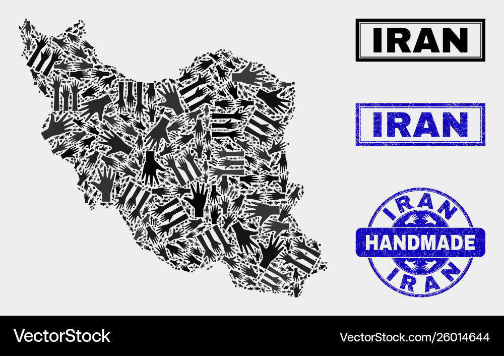 Handmade composition iran map and textured Handmade composition iran map and textured vector image